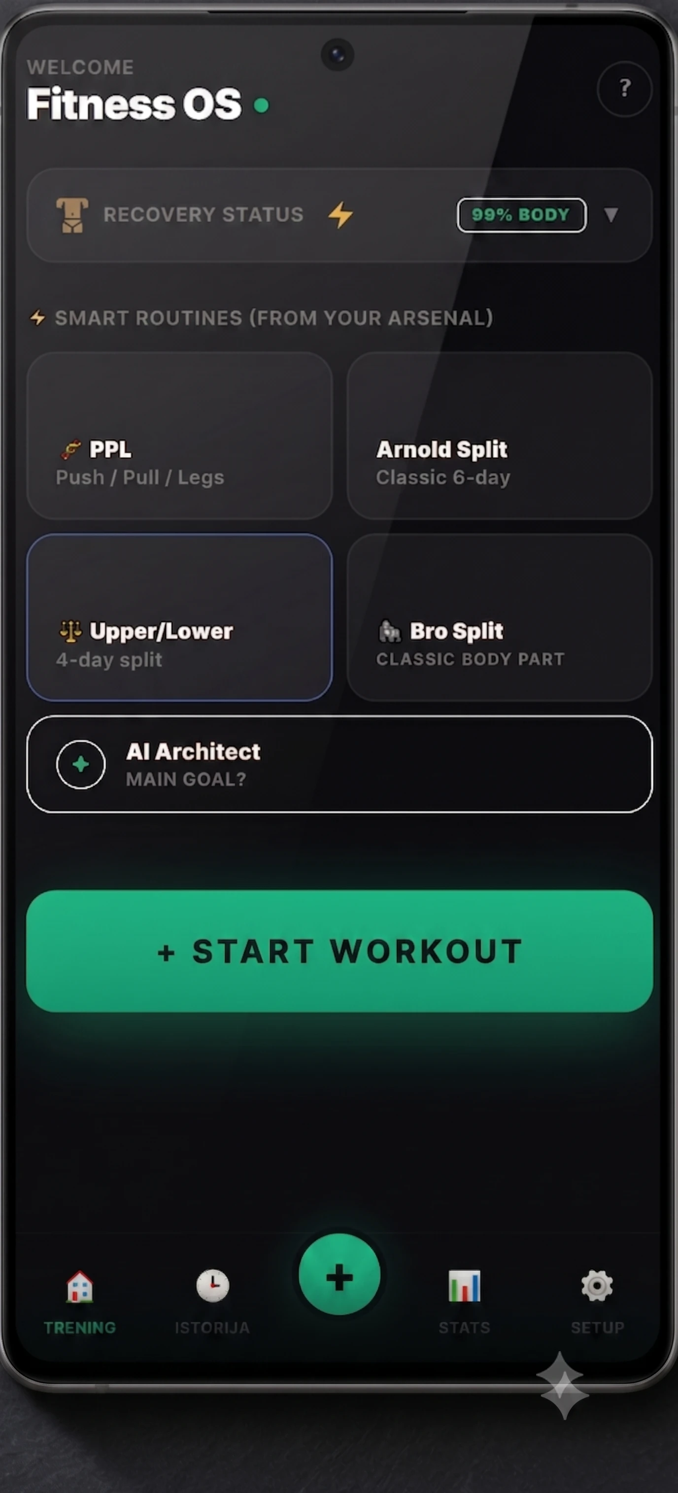 Fitness OS Interfejs